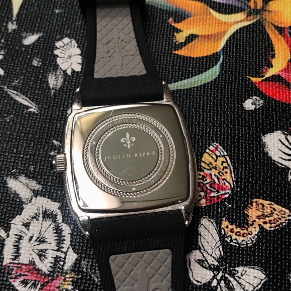 Judith Ripka SS watch; black silicone band - Picture 5 of 6